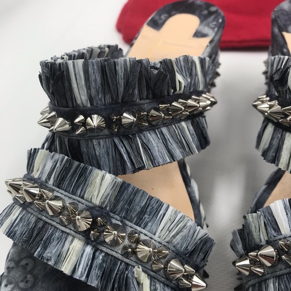 Christian Louboutin Spiked Denim Espadrille Mules - Picture 4 of 16